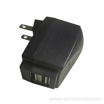 USB Travel Charger Power Adapter, 2 USB Port, Portable, 100V-240V AC, 5V 2A